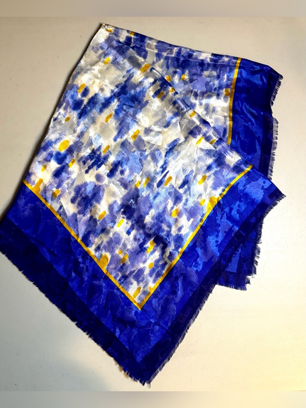 Blue, Yellow , and White Vincent Van Gogh inspired Silk-Blend Scarf